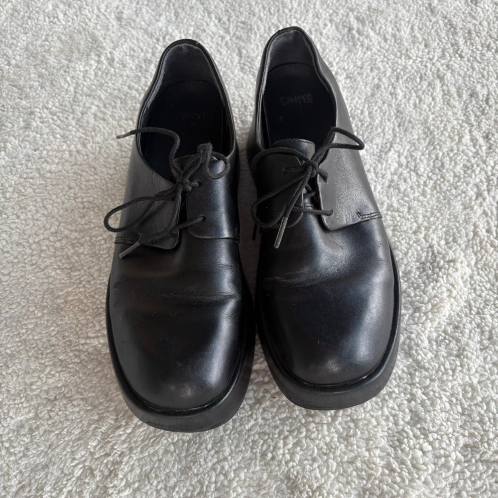 Camper Black Leather Platfrom oxford Loafer Women's EU 38